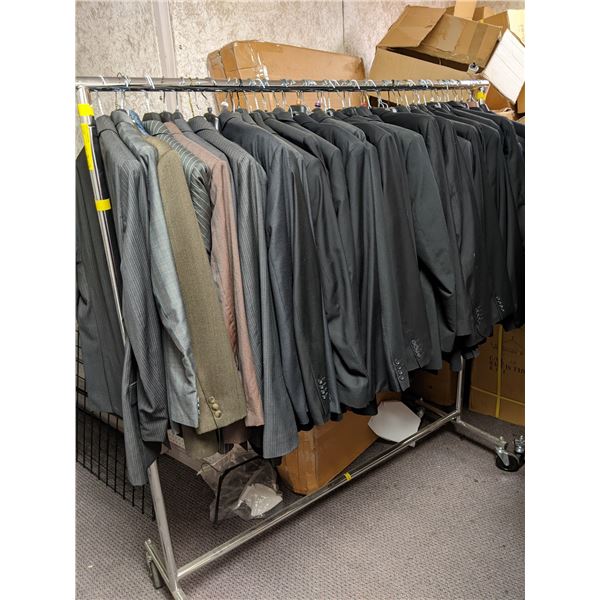 "Superhero Show" - Rack of assorted suit jackets & pants - approx 50pcs *rack not included*