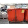 Image 2 : WASTE CAN SYSTEMS MOBILE ORANGE INDUSTRIAL FORKLIFT DUMP BIN 49" X 49" X 44"H