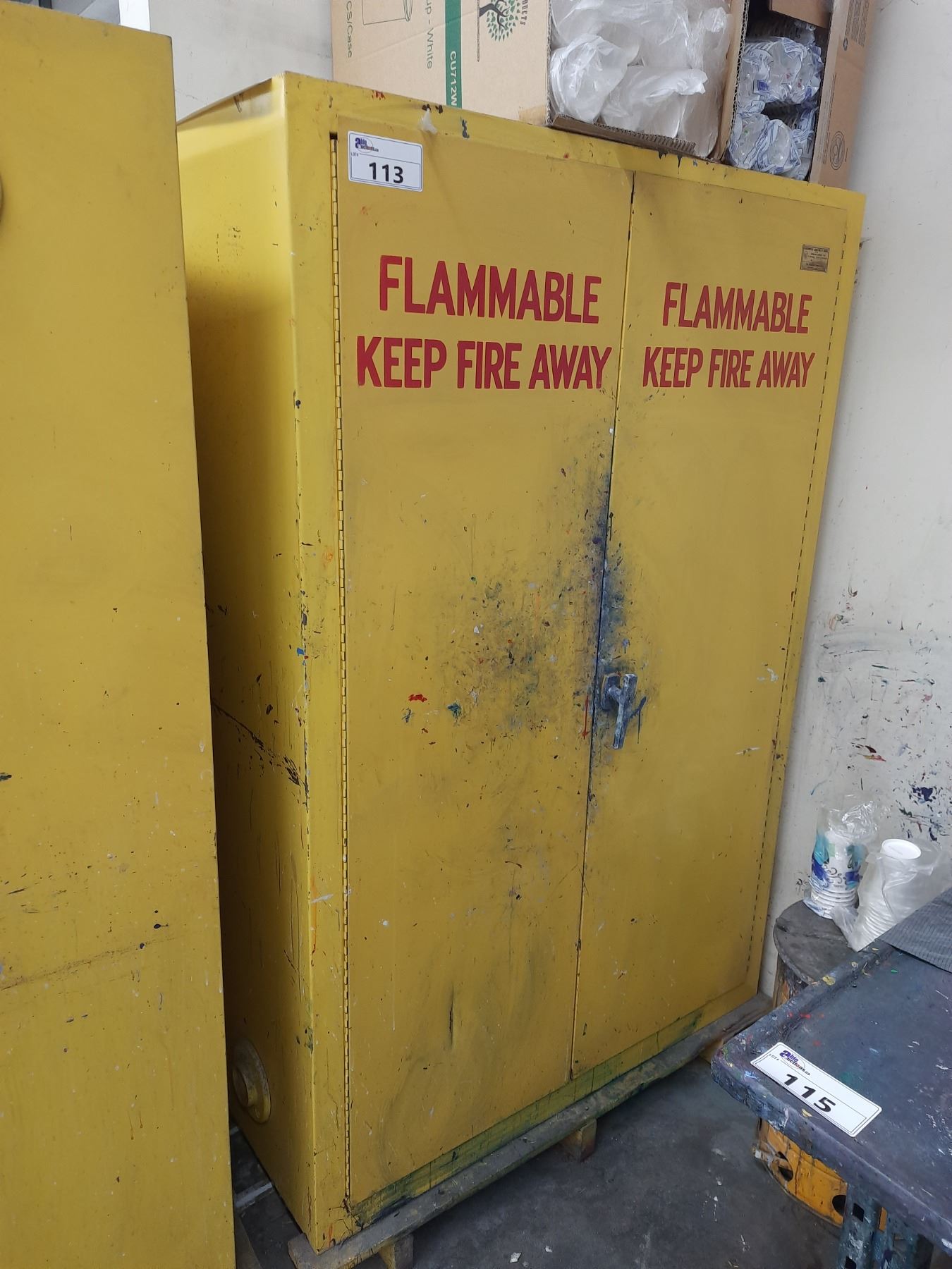 YELLOW INDUSTRIAL 2 DOOR FLAMMABLES STORAGE CABINET