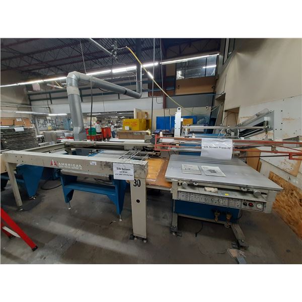 *AMERICAN DAYTONA SINGLE PHASE SILK SCREEN PRESS WITH AMERICAN UV DRYER UNIT, CONVEYOR BELT AND