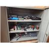 Image 2 : GREY METAL 2 DOOR STORAGE CABINET AND REMAINING CONTENTS