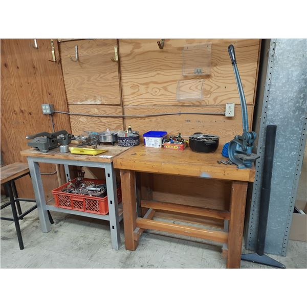 Bench Hand 2 HEAVY DUTY WORK BENCHES WITH REMAINING CONTENTS INCLUDING HAND ...