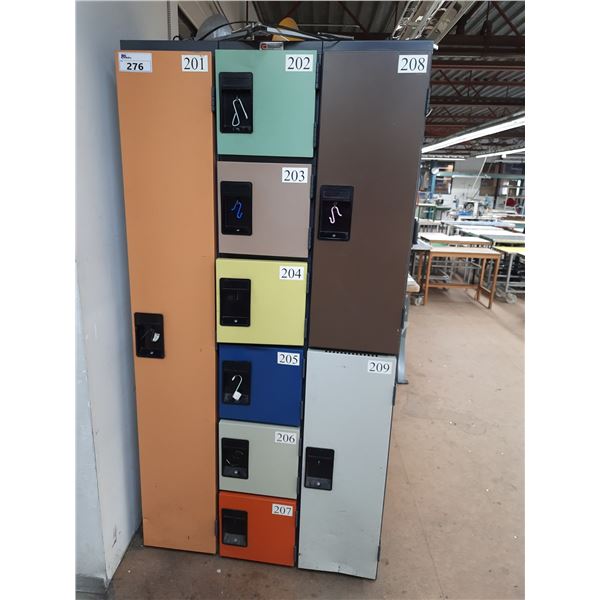 MULTI COLOUR METAL 9 CUBBY PERSONAL LOCKER SYSTEM