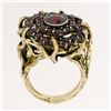 Image 9 : Vintage 14k Yellow Gold and Silver Top Old Cut Garnet Cluster Ring