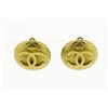 Image 1 : Chanel Gold-tone Metal CC Logo Gilt Round Clip-on Earrings
