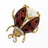 Image 1 : Vintage 18k Yellow Gold Ruby Diamond Pearl and Enamel Ladybug Pin Brooch