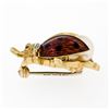 Image 4 : Vintage 18k Yellow Gold Ruby Diamond Pearl and Enamel Ladybug Pin Brooch