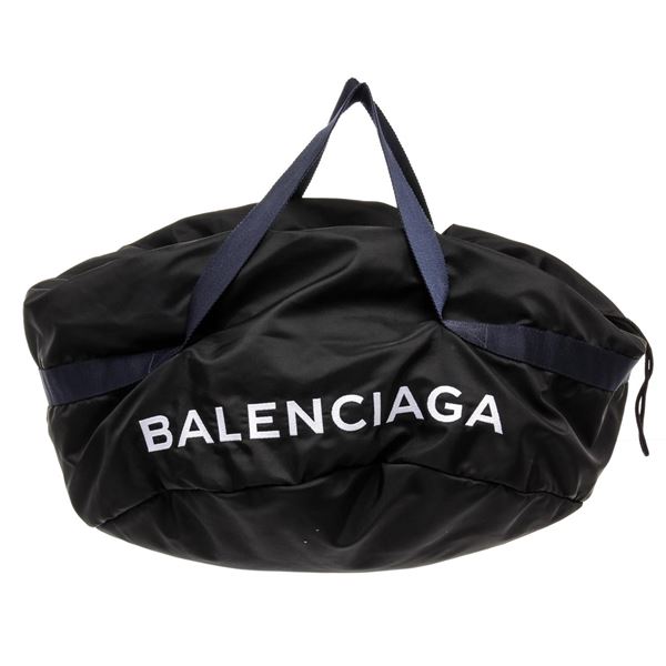 Balenciaga Blue Leather Wheel Duffle Travel Bag