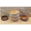 Image 1 : Qty 7 Wooden Bowls: 5 Clay Art Bowls 12" Dia. & Shallow Wood Dishes