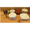 Image 1 : Misc Multi-Section Partition Plates,  Cuoco Bowl w/ Handle, Fondue Forks, etc