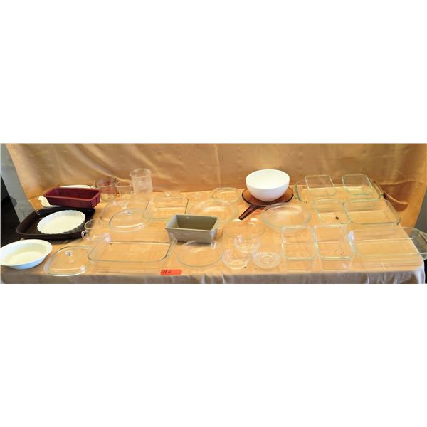 Multiple Glass Loaf Pans, Pie Plates, Casserole Dishes, Pans, Measuring Cups, etc