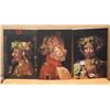 Image 1 : Qty 3 Abstract Portraits of Men w/ Fruit & Animal Hair, Unframed 24"x36"H