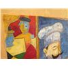 Image 2 : Large Chef Cooking Artwork, Unframed, Signed K. Adams 24"x36"H