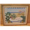 Image 2 : Qty 3 Landscape Artwork: Beach Scene, Flower & Food, Framed, Misc Size