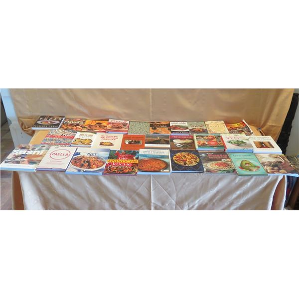 Qty Approx. 28 Books: Tapas, Plancha, Paella, Encyclopedia of Sushi, Coca-Cola, etc