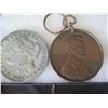 Image 8 : Qty 16 Large Medals & Coins: Liberty Misc Years, Penny Pendant Bison, etc in Display 16"L