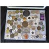 Image 2 : Multiple Medals, Coins & Pins:  Places, Businesses, Svenska Buckle, etc in Display 16"L