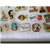 Image 8 : Multiple Collectible Pins: Sports, Animals, Places, Ads, etc in Display Case 16"L
