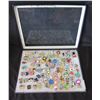 Image 1 : Multiple Collectible Pins: Disney, Cartoons, Animals, Food, etc in Display Case 16"L