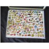 Image 2 : Multiple Collectible Pins: Places, Cartoons, Cars, Food, etc in Display Case 16"L