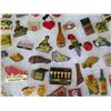Image 8 : Multiple Collectible Pins: Places, Cartoons, Cars, Food, etc in Display Case 16"L
