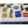 Image 8 : Multiple Collectible Pins: Sports, Food, Places, Cars, etc in Display Case 16"L