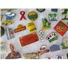 Image 8 : Multiple Collectible Pins: Sports, Food, Places, Cartoons, etc in Display Case 16"L