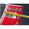Image 8 : Qty 6 Fine Pewter 8 Ball Belt Buckles & 3 Pool Table Buckles in 9 Section Case 16"L