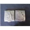 Image 2 : Qty 2 Brass Matchbox Holder w/ Attached Lid & Raised Girl Design by Ed Dropsy