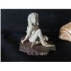 Image 2 : Qty 7 Décor: Girl Figurine, Camel, Turtle in Shell Signed, Peacock Trinket Box & 3 Round Scenes