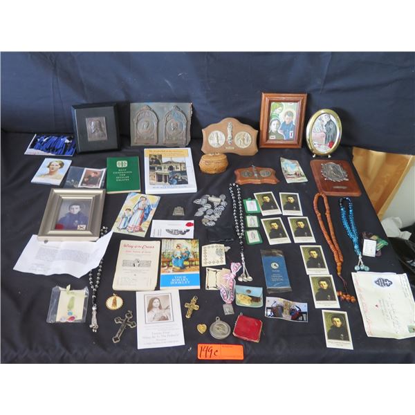 Multiple Religious Plaques, Art, Cards, Prayers, Medals, Crosses, Rosaries, etc