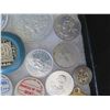 Image 25 : Multiple Coins & Medals: Places, Fare Tokens, Business, etc in Display Case 16"L