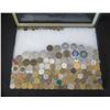 Image 2 : Multiple Coins & Medals: Places, Fare Tokens, Business, etc in Display Case 16"L