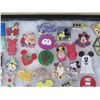 Image 8 : Multiple Collectible Pins: Cartoons, Disney, Animals, Muppets, etc in Display Case 16"L
