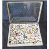 Image 1 : Multiple Collectible Pins: Places, Military, Girls, Quelle, etc in Display Case 16"L