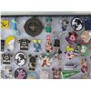 Image 8 : Multiple Collectible Pins: Cartoons, Disney, Animals, Trading, etc in Display Case 16"L