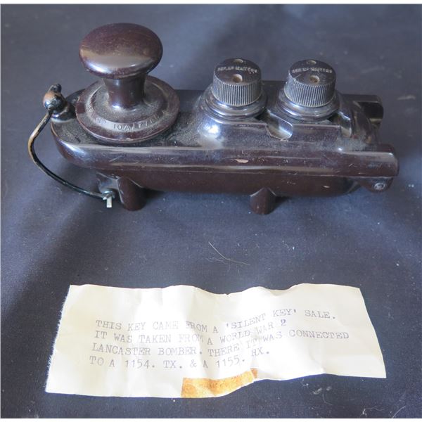 Vintage Morse Code Key from 'Silent Key' Sale from WW2 Bomber