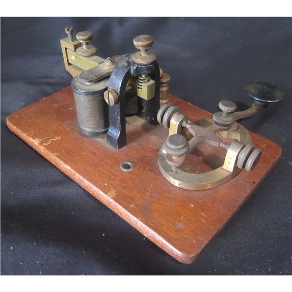 Vintage Morse Code Key made in New York on Wood Base