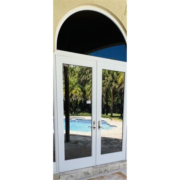 PGT IMPACT  DOUBLE DOOR WITH ARCH TOP DOOR APPROX 71" X 95"  ARCH APPROX 31.5" X 71" SEE PHOTOS ITEM
