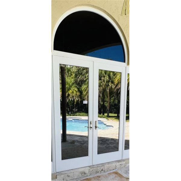 PGT IMPACT  DOUBLE DOOR WITH ARCH TOP DOOR APPROX 71" X 95"  ARCH APPROX 31.5" X 71" SEE PHOTOS ITEM