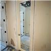 Image 1 : SOLID WOOD  DOOR WITH FRAME MIRRORED DOOR APPROX 29.5" X 95." SEE PHOTOS ITEMS WILL BE REMOVED AND R