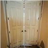 Image 2 : SOLID WOOD  DOUBLE DOOR WITH FRAME DOOR APPROX 57" X 95." SEE PHOTOS ITEMS WILL BE REMOVED AND READY