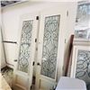 Image 1 : SET OF 2 SOLID WOOD BEVELED GLASS DOORS 28" X 95" EACH