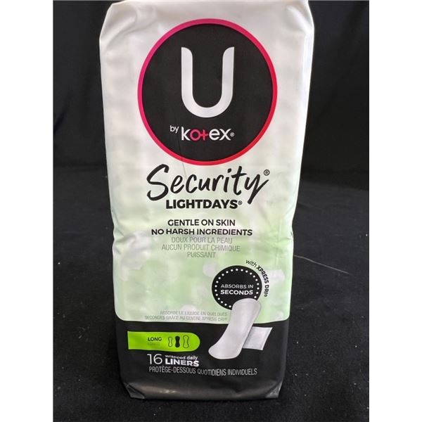 36X U BY KOTEX SECURITY LIGHTDAYS LONG 16 LINERS