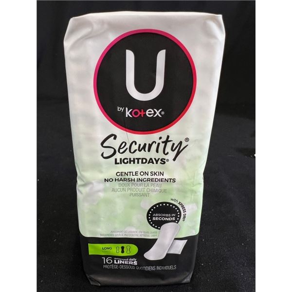 36X U BY KOTEX SECURITY LIGHTDAYS LONG 16 LINERS