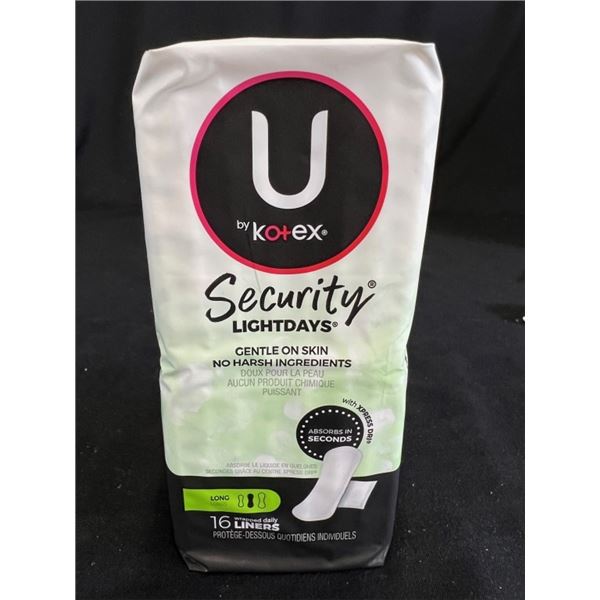 36X U BY KOTEX SECURITY LIGHTDAYS LONG 16 LINERS