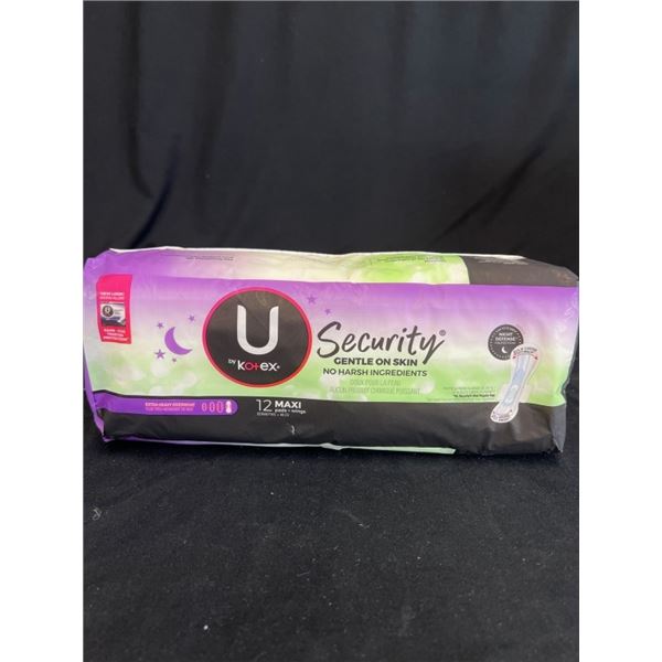 12X U BY KOTEX SECURITY EXTRA HEAVY OVERNIGHT 12PA