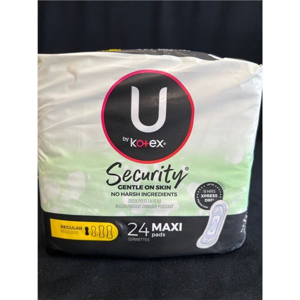 10X U BY KOTEX SECURITY REGULAR 24 MAXI PADS