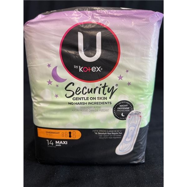 10X U BY KOTEX SECURITY OVERNIGHT 14 MAXI PADS