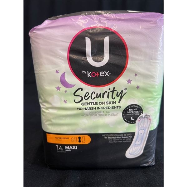 10X U BY KOTEX SECURITY OVERNIGHT 14 MAXI PADS